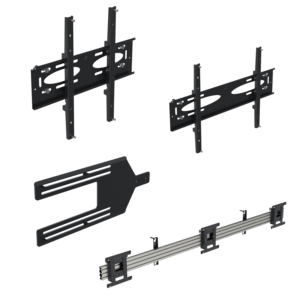 Ergonomic Solutions Menü-Board-Halterung mit Neigung für 3 Bildschirme (Querformat) bis 43' (VESA 100 und 200) Besteck